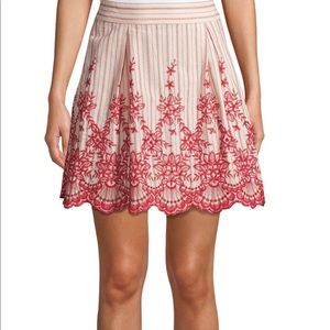 Anna Sui Embroidered High Waisted Scalloped Skirt